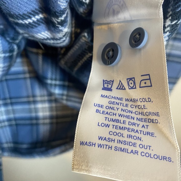 Hurley Men's XL Blue Plaid Flannel Shirt Two Pocket Button Up Heavyweight - Picture 6 of 9